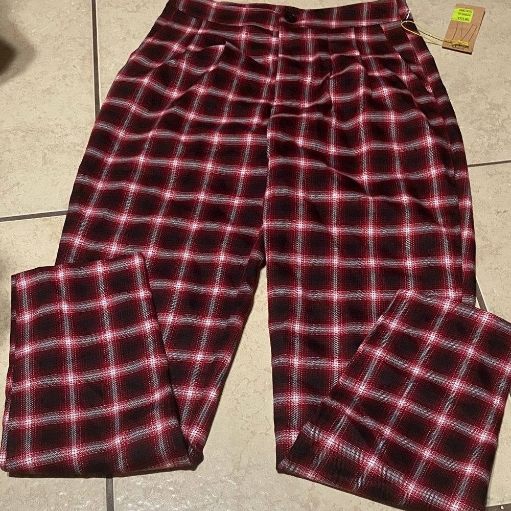 Red and Black Plaid Pants